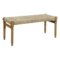 OSP Home Furnishings WIN44NTL-BRN WINCHESTER BENCH-NATURAL SEAGRASS SEAT-BROWN FRAME-KD LEGS